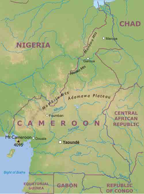 kamerun physikalisch karte